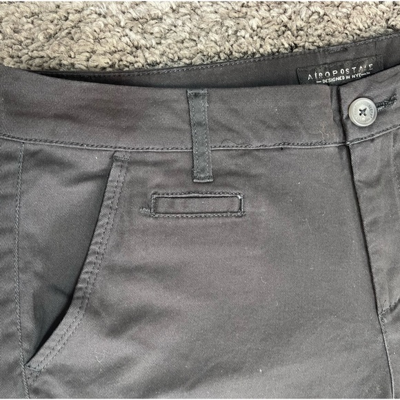 Aeropostale Black Shorts skinny cotton stretch women’s size 10 Long - Picture 5 of 13